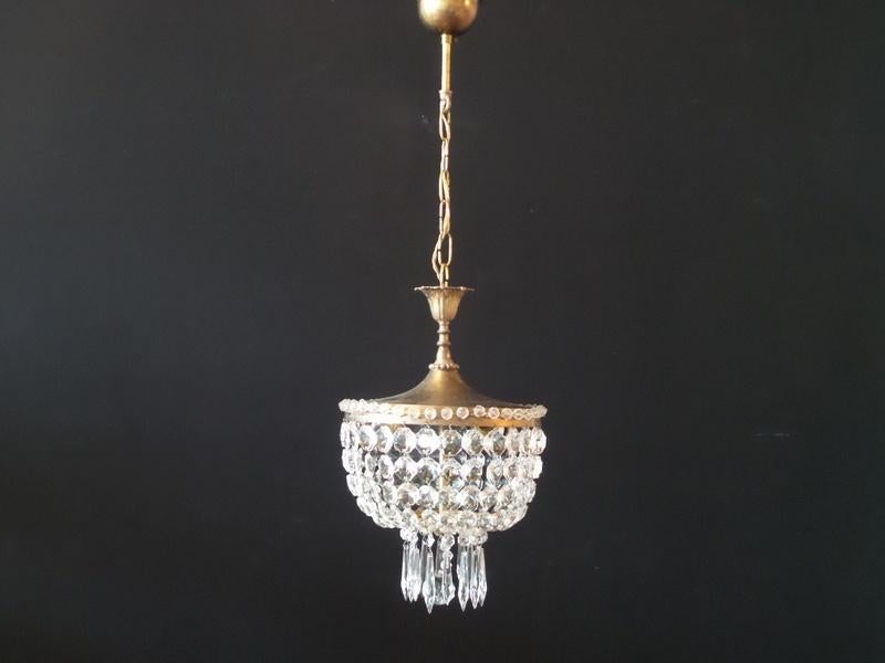Hanglamp, klein zakje met hangende ijspegels onderaan., Huis en Inrichting, Lampen | Kroonluchters, Gebruikt, Ophalen of Verzenden