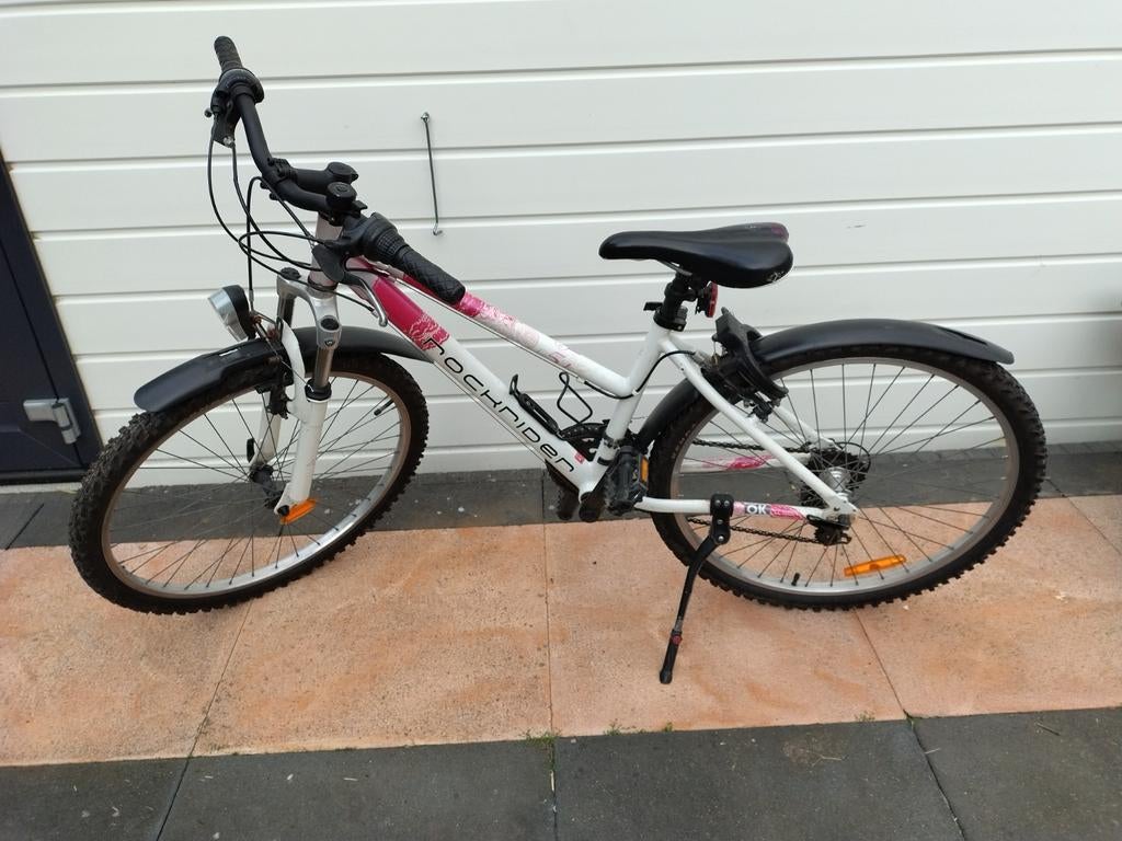 Rockrider kinderfiets 26 inch - Wit/Roze, Gebruikt, Velgrem, Versnellingen, Ophalen