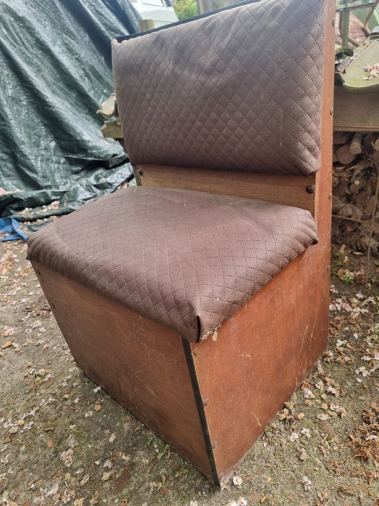 Vintage zitje camper stoel opbergkist toiletje, Ophalen of Verzenden, Campingkast