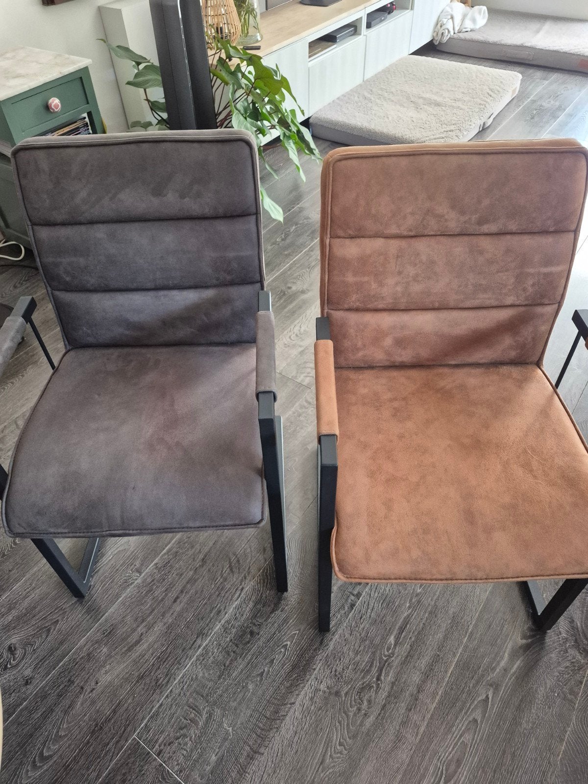 6 eetkamerstoelen met armleuning, Huis en Inrichting, Stoelen, Ophalen, Zo goed als nieuw, Grijs, Vijf, Zes of meer stoelen