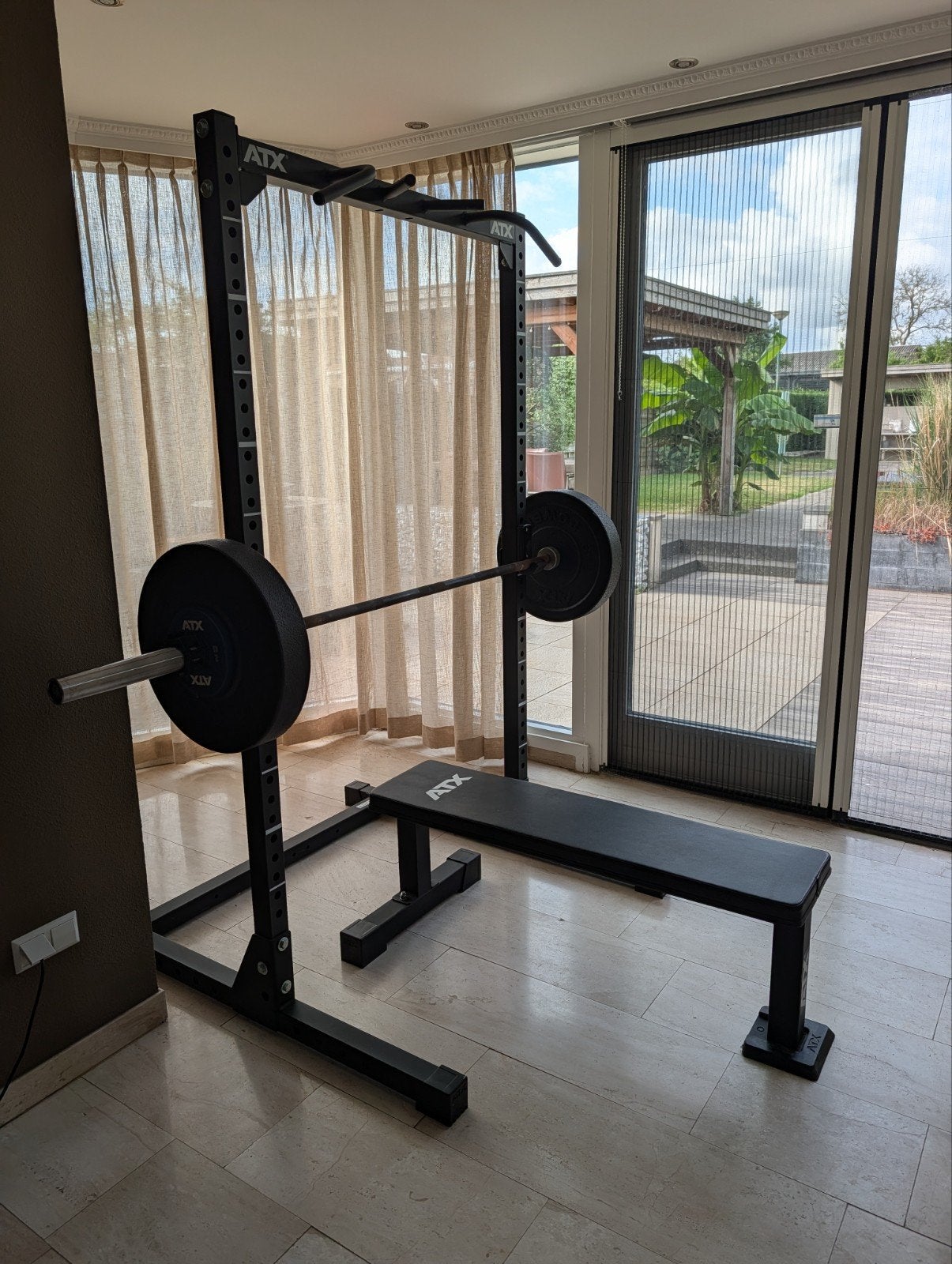 Complete ATX Power Rack Set met Gewichten en Bank, Ophalen, Zo goed als nieuw, Benen, Fitnessbank