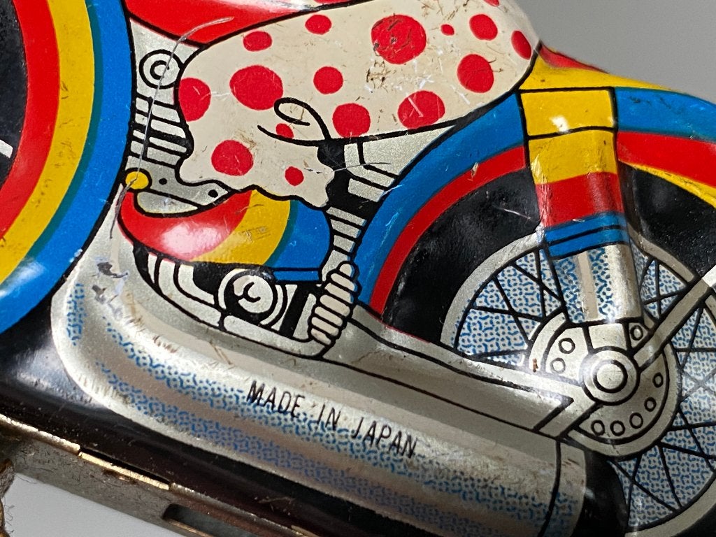 Blikken Aoki  motorfiets met clowntje (Japan), Antiek en Kunst, Ophalen of Verzenden