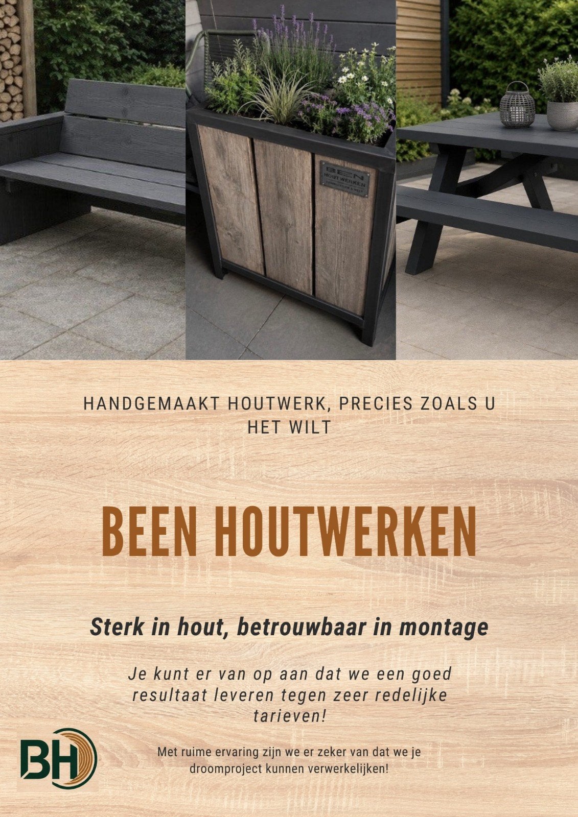 Handgemaakt Houtwerk: Bank, Plantenbak & Picknicktafel, Ophalen of Verzenden, Nieuw
