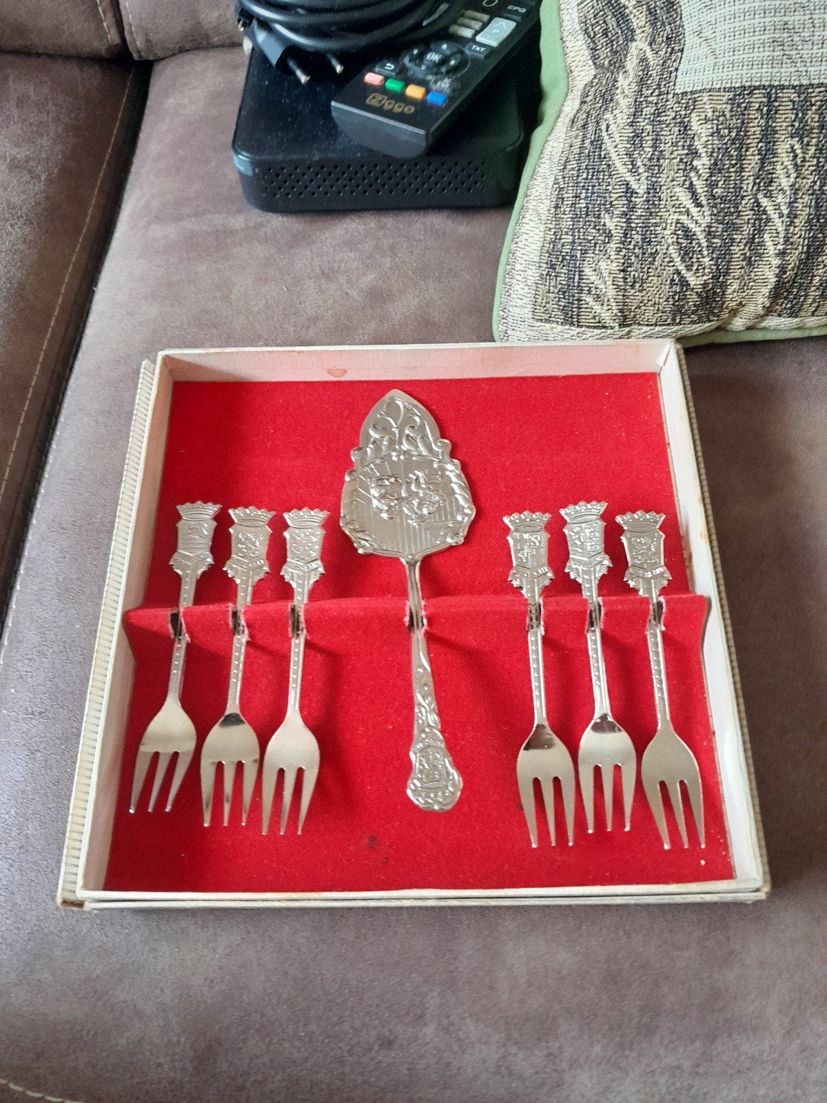 7-delig gebakstel met Utrecht wapen - Vintage, Antiek en Kunst, Ophalen of Verzenden
