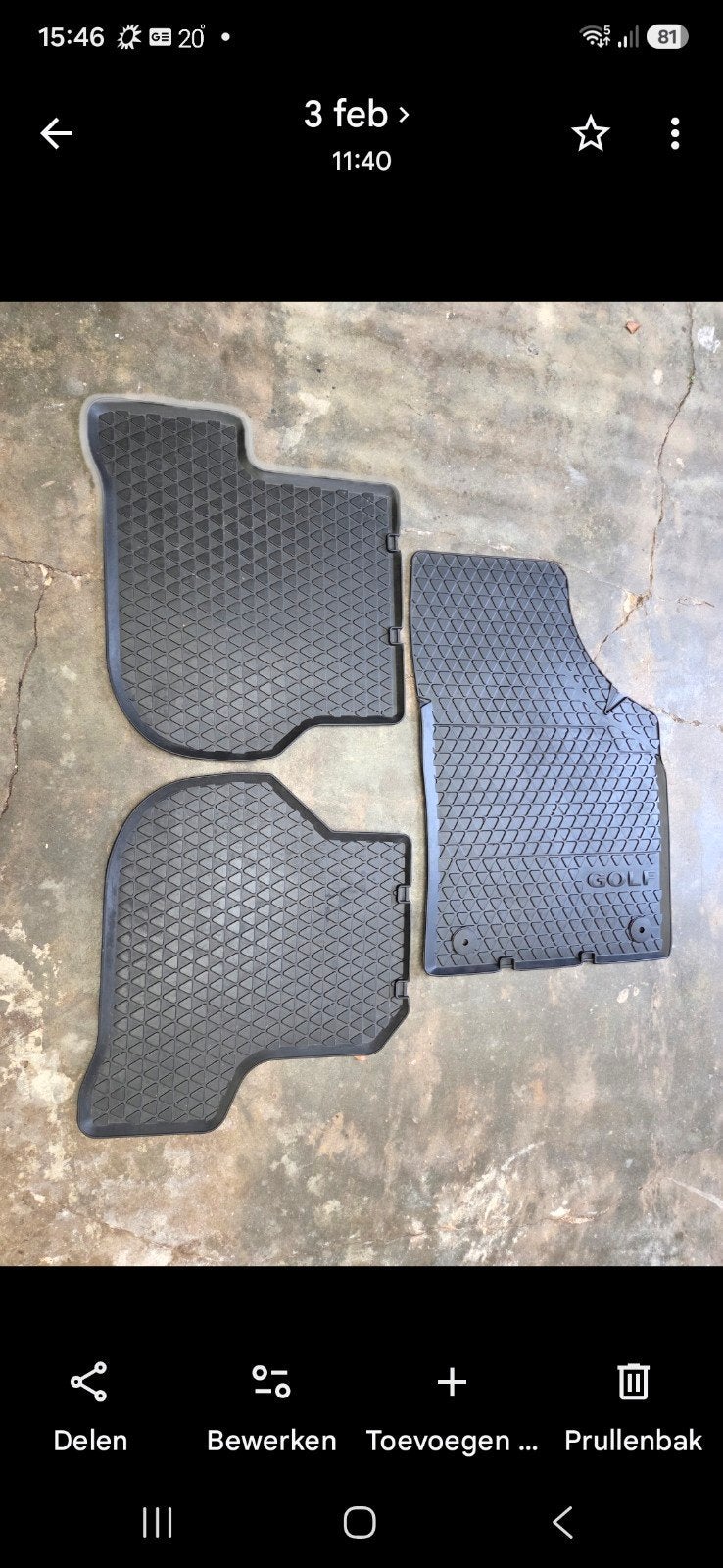 Rubberen matten voor VW Golf 5, Ophalen, Nieuw