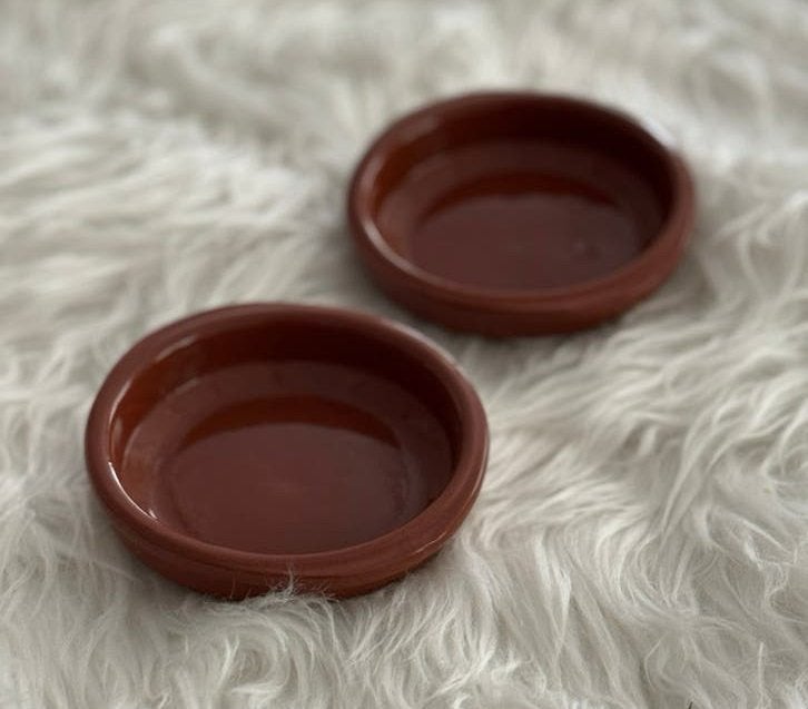 Set van 2 terracotta schaaltjes tapas, Gebruikt, Schaal, Rond, Ophalen of Verzenden