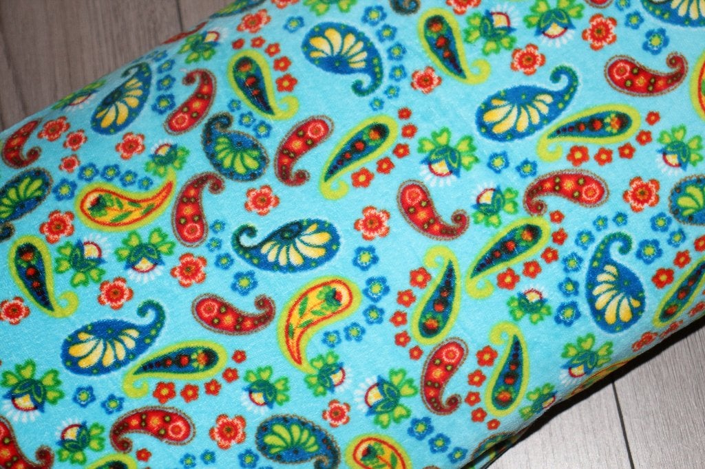 Terry cloth / velours badstof - blauw paisley design #3176, Hobby en Vrije tijd, Stoffen en Lappen, Blauw, 120 cm of meer, Ophalen of Verzenden