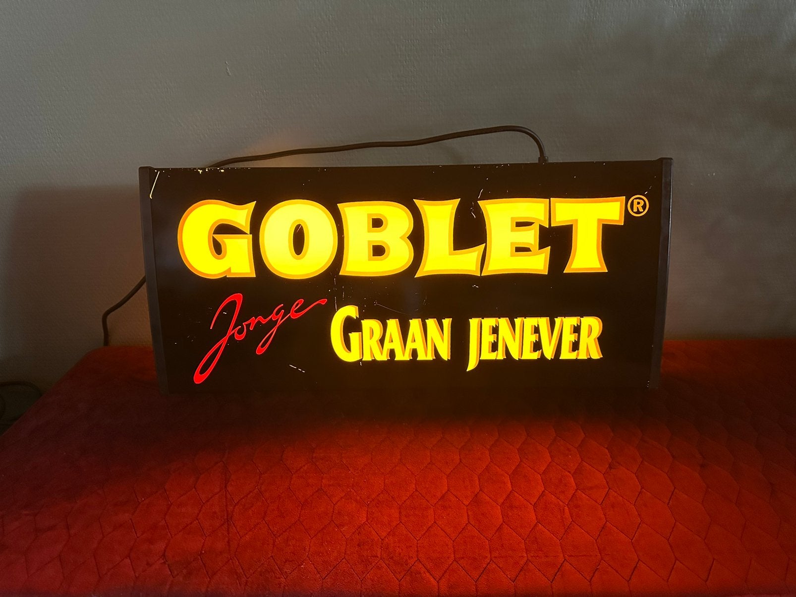 Goblet jonge graan jenever lichtbak reclame, Ophalen of Verzenden