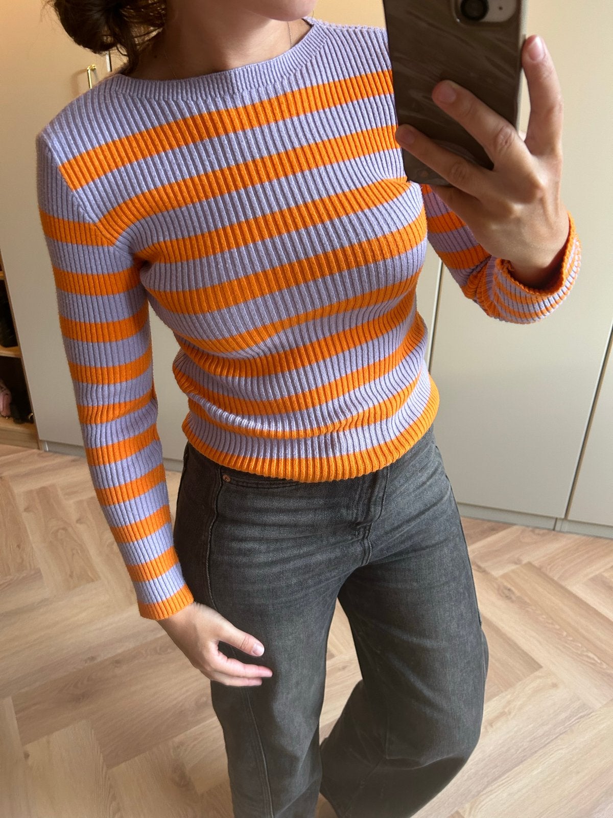 Sophie & Me gestreepte trui maat S, Kleding | Dames, Verzenden, Oranje, Zo goed als nieuw, Lange mouw
