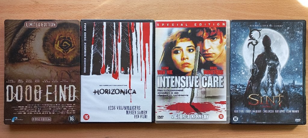 4 NL horror films Doodeind, Sint, Horizonica, Intensive care, Extra's, Vanaf 16 jaar, Verzenden, Overige genres