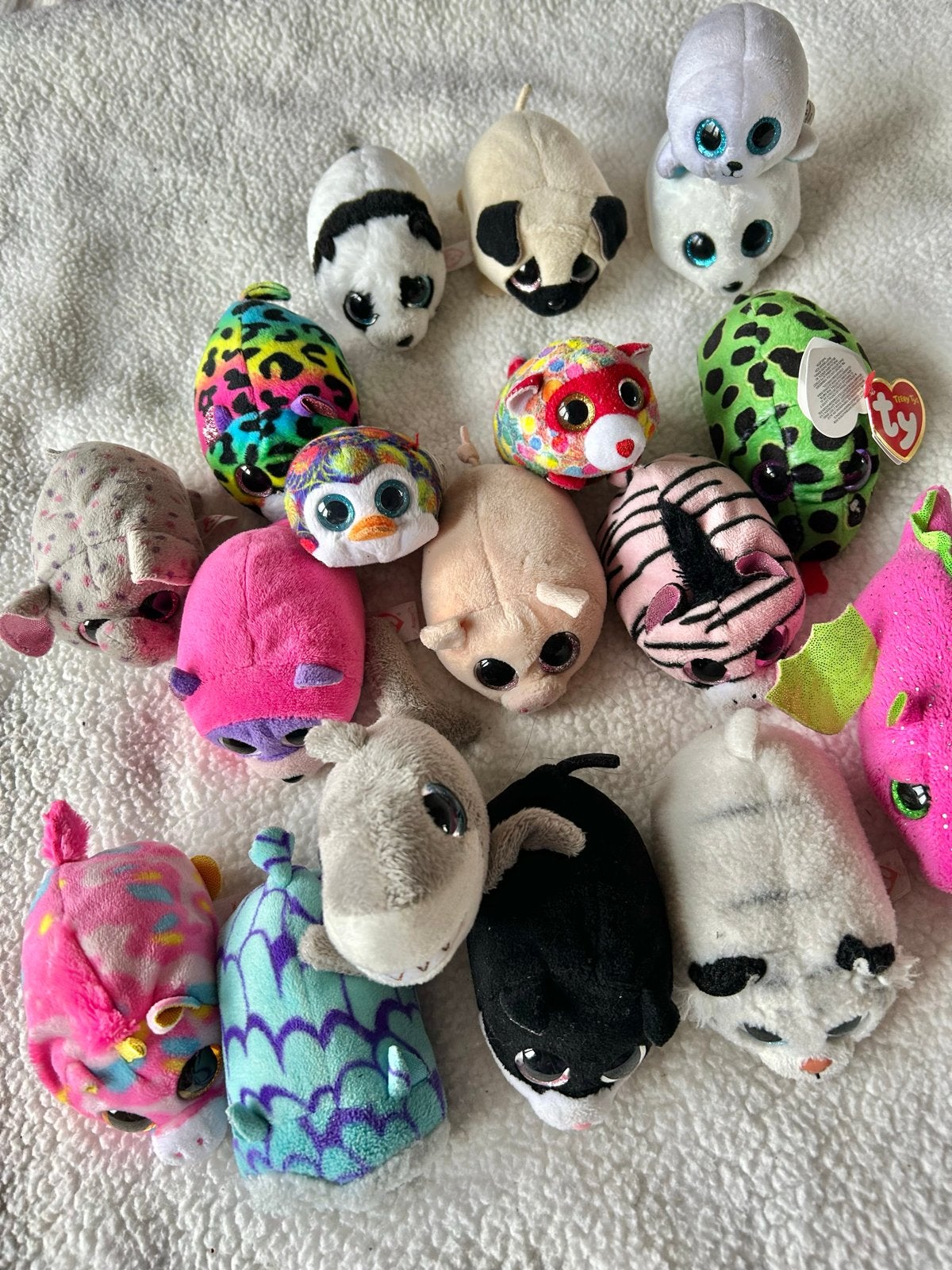 Ty Teeny Tys knuffels eenhoorn poes hond panter panda zebra, Gebruikt, Ophalen of Verzenden, Met label, Meerkleurig