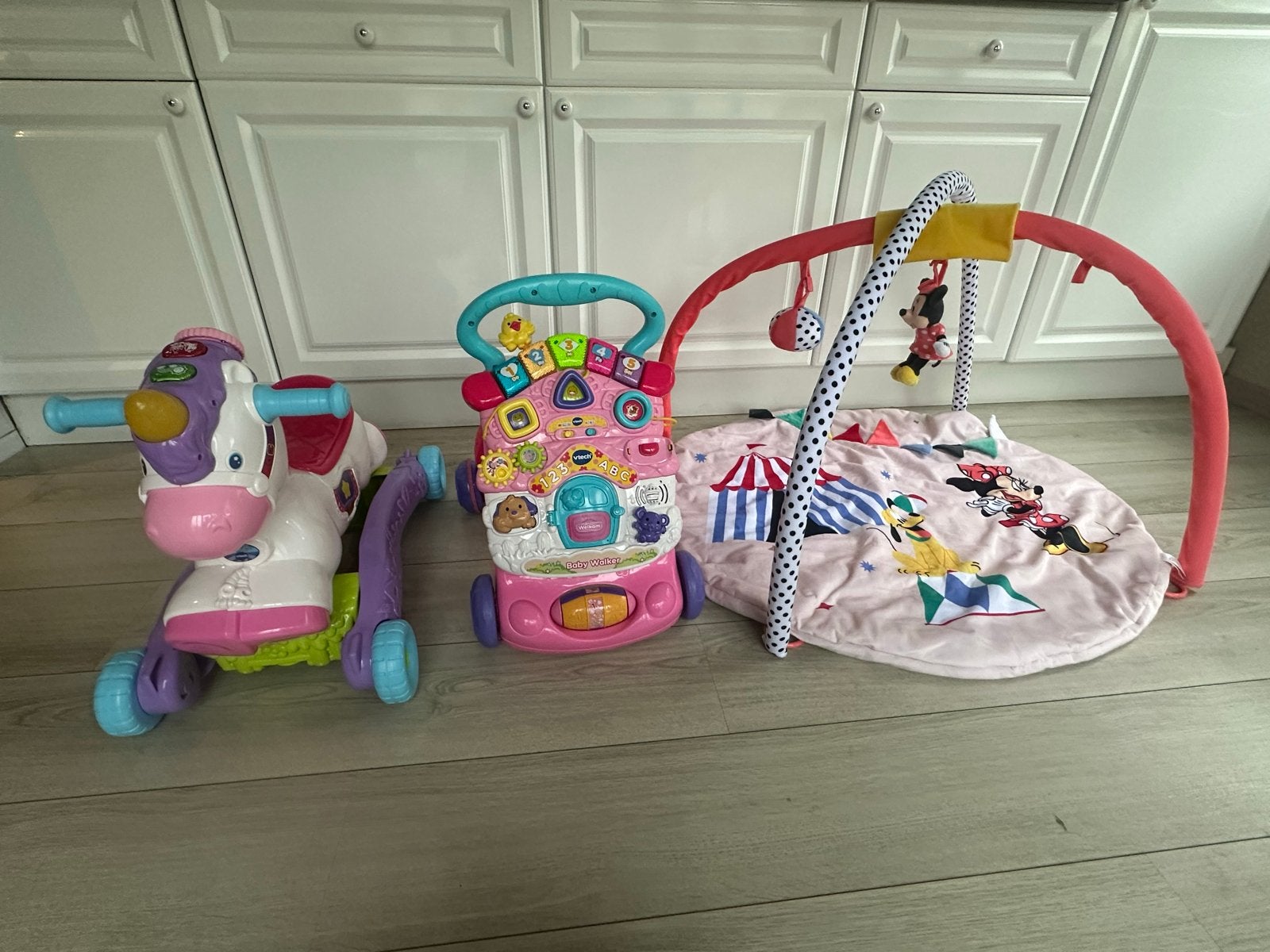 Baby speelgoed set: Eenhoorn loopfiets, babywalker, speelkle, Ophalen, Zo goed als nieuw, Overige typen, Met geluid