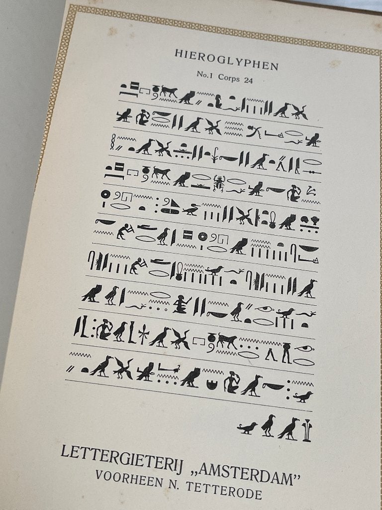 Zeldzame letterproef uit 1910 Oostersche Schriften. , Ophalen of Verzenden