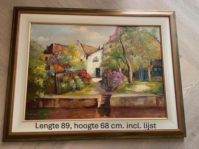 Een mooi schilderij in lijst met passe-partout., Antiek en Kunst, Kunst | Schilderijen | Klassiek, Ophalen of Verzenden