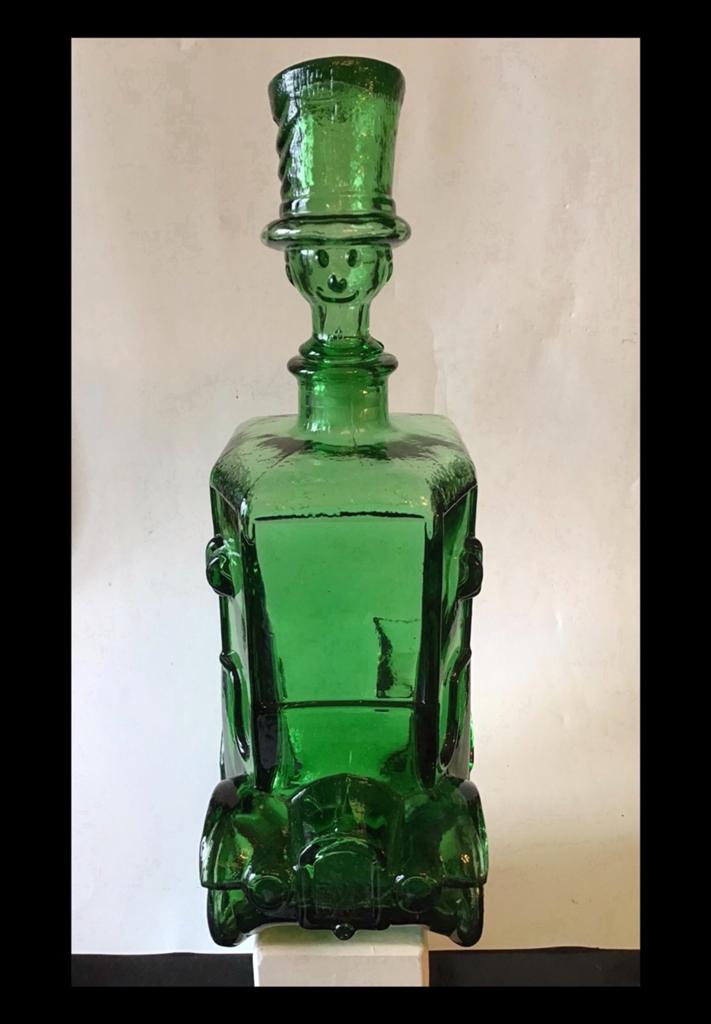Auto /fles karaf groen glas. Aparte Empoli Genie glazen fles, Ophalen of Verzenden