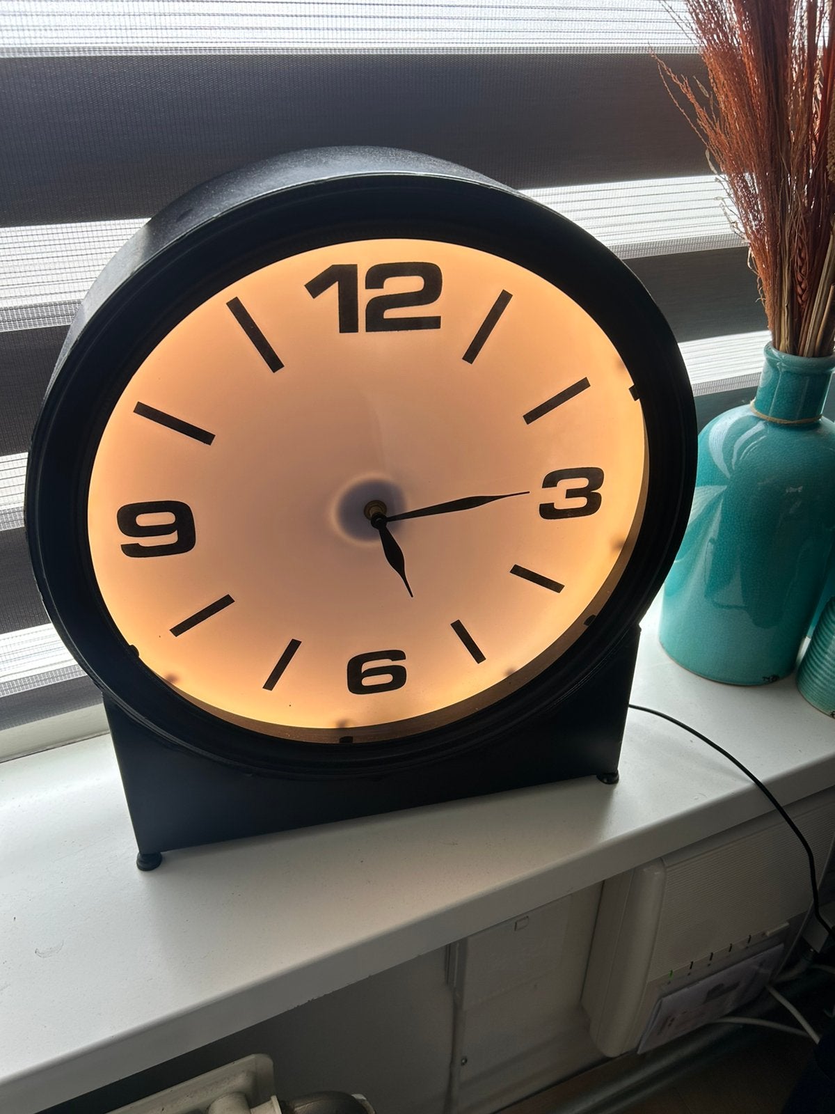 Tafellamp met licht op batterij en stroom, Ophalen, Zo goed als nieuw, Wandklok