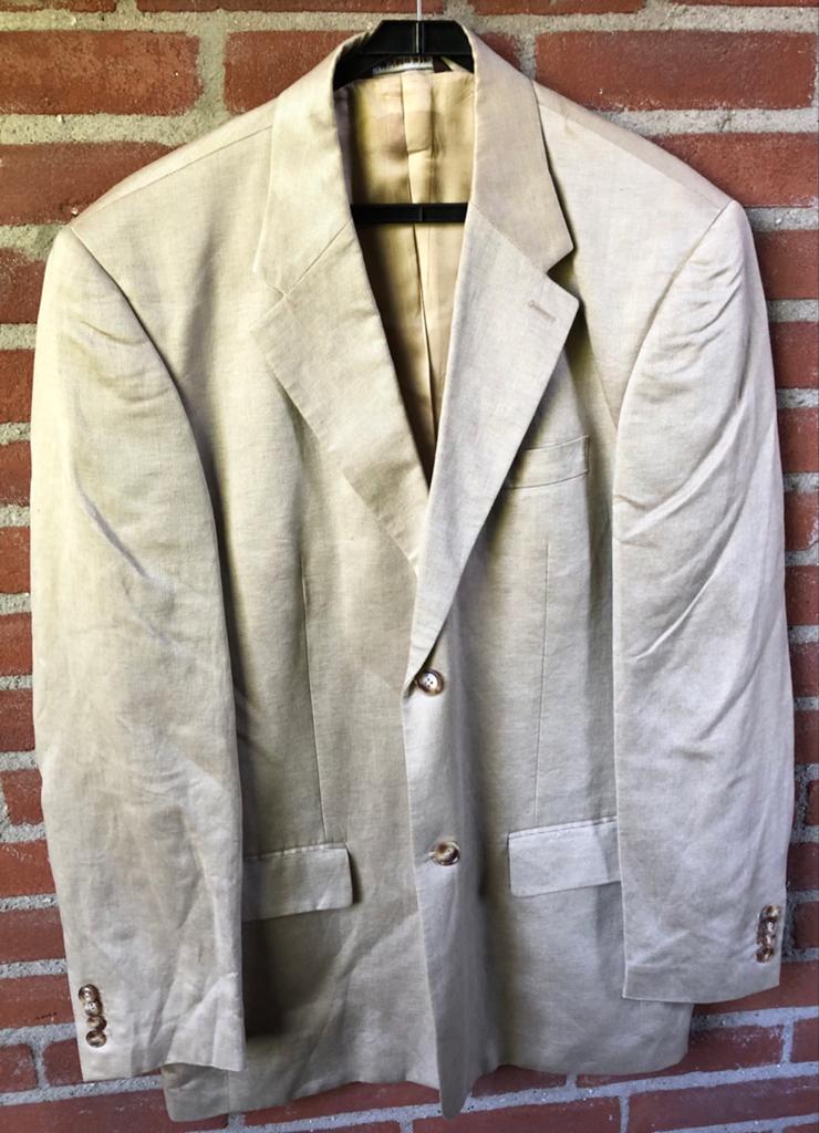 Perry Ellis Linnen Blazer Heren - Beige - Mt 52, Ophalen of Verzenden, Zo goed als nieuw, Overige maten, Beige