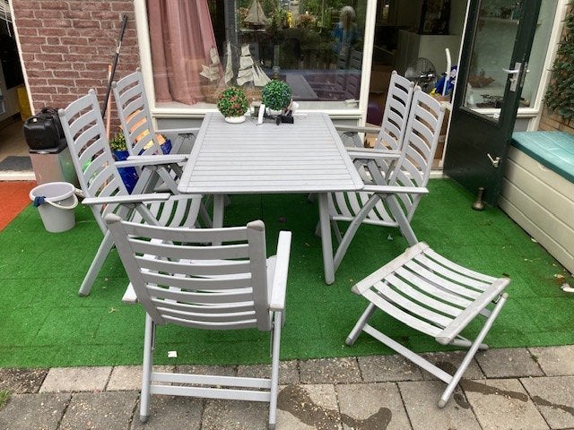 aluminium tuinset, Tuin en Terras, Ophalen, Gebruikt, 6 zitplaatsen, Aluminium