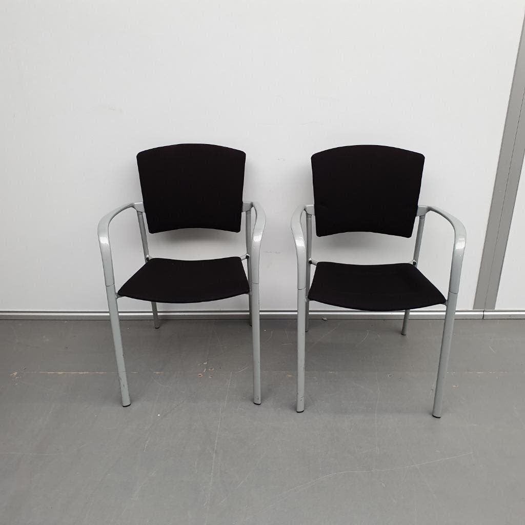 set 2x Enea Eina wachtkamerstoel - zwarte stof, Ophalen, Gebruikt, Twee, Zwart