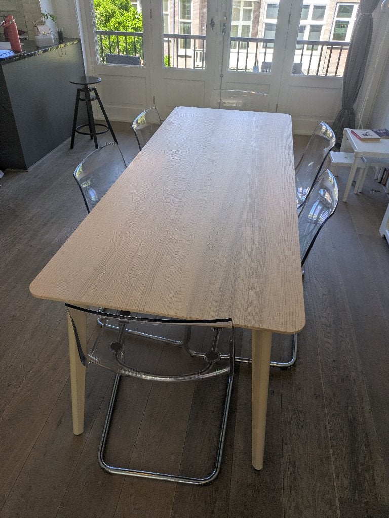 Large Scandinavian Dining Set | Table (200 cm) + 6 Chairs, Ophalen, Gebruikt, 4 tot 6 stoelen