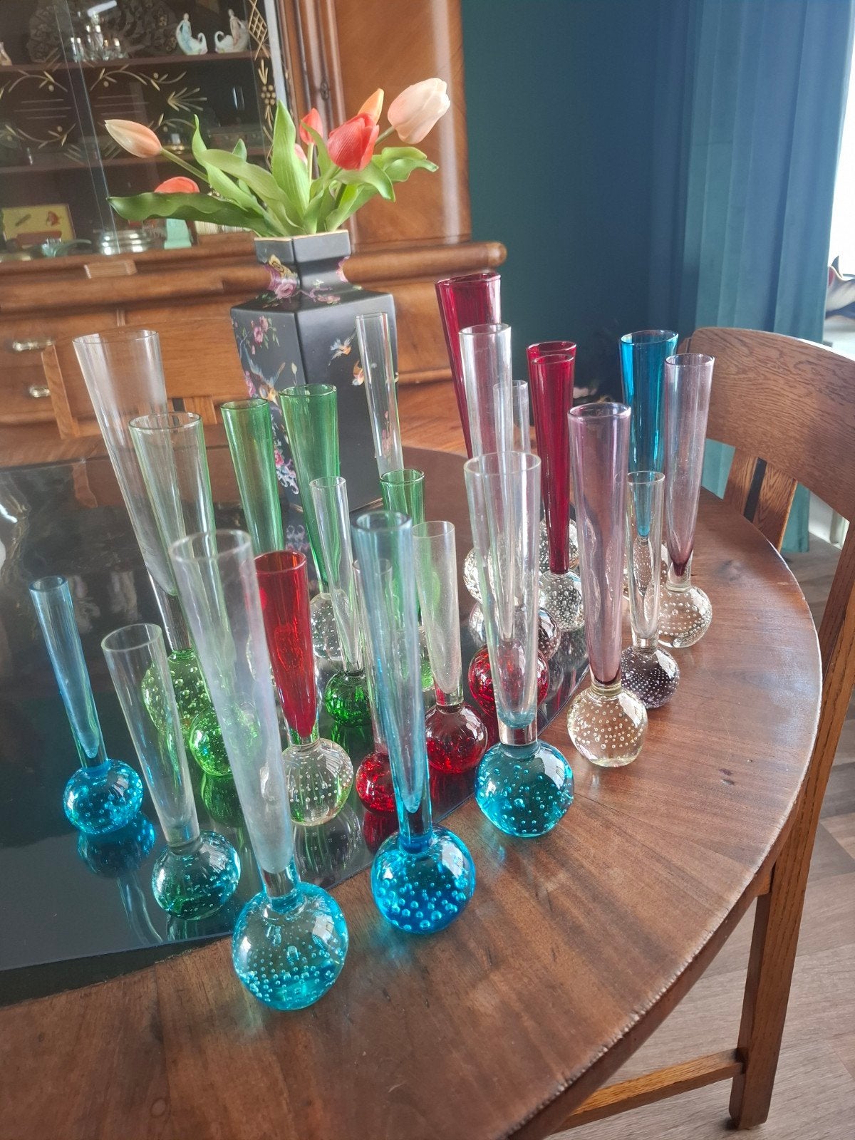 Vintage spijkerglas vaasjes., Ophalen of Verzenden, Gebruikt, Overige typen