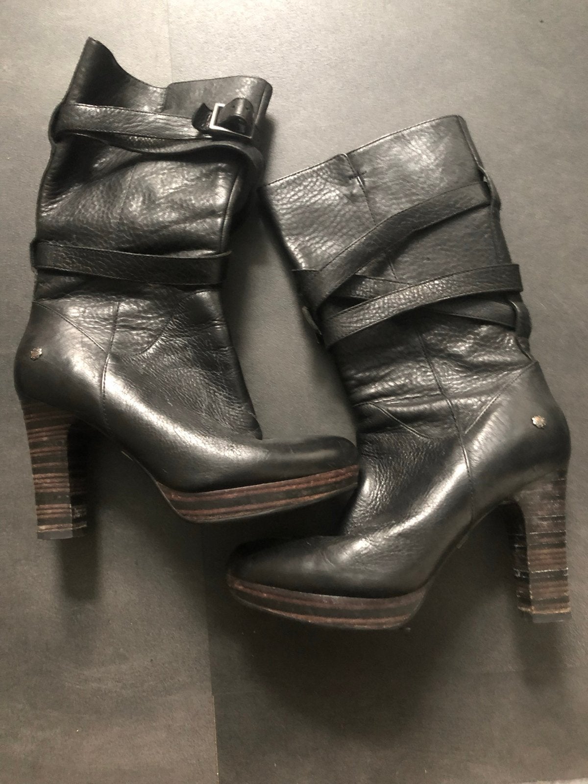 Uggs Zwart Leer Houten Hak Maat 38, Verzenden, Gedragen, Zwart, Lage of Enkellaarzen