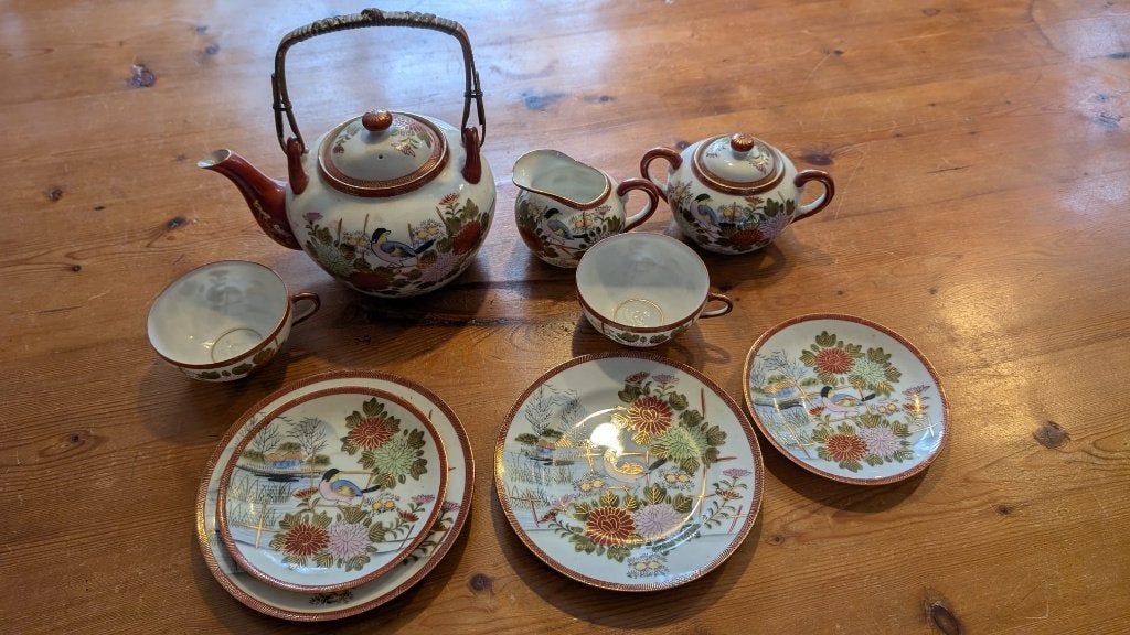 Vintage Japans Kutani Theeservies, Ophalen, Aziatisch, Gebruikt, Overige merken
