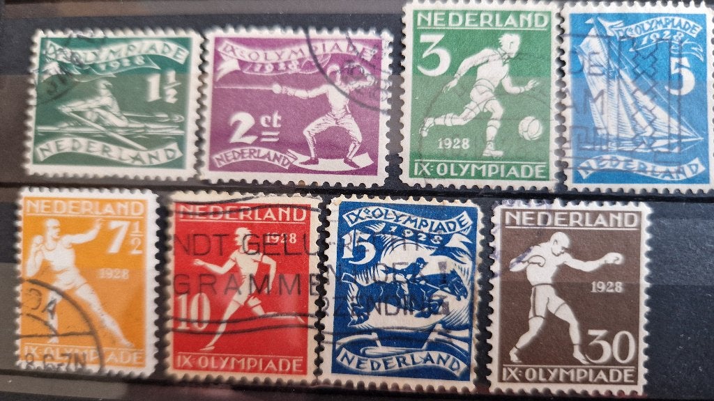 NVPH 212-219 gestempeld. Olympiade 1928 (3)., Postzegels en Munten, Postzegels | Nederland, Verzenden, T/m 1940, Gestempeld