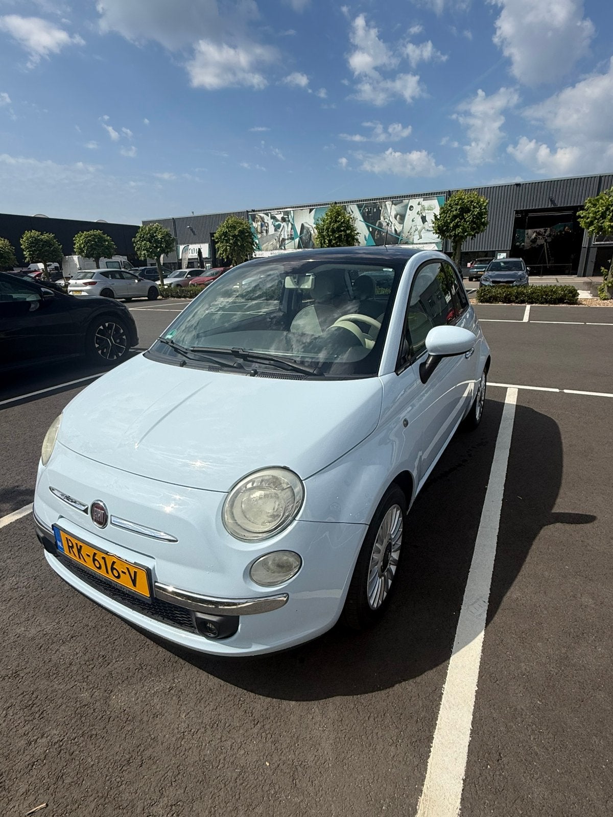Fiat 500 1.2 C 2009 Baby Blauw met panoramadak, Voorwielaandrijving, 1242 cc, 4 cilinders, 840 kg