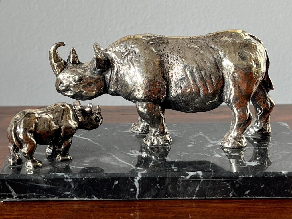 wnf beeldje neushoorn met jong, Ophalen of Verzenden, Zo goed als nieuw, Beeldje of Figuurtje