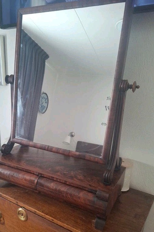 Antieke kaptafel met spiegel - Wegens ruimtegebrek, Gebruikt, 50 tot 100 cm, Minder dan 100 cm, Hout