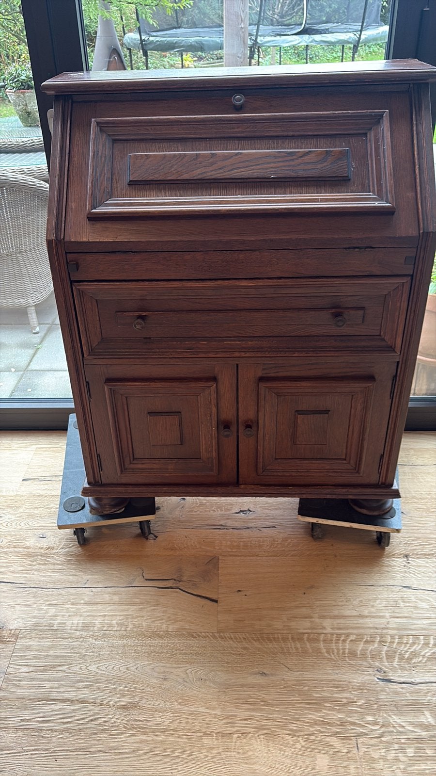 Gratis vintage eikenhouten secretaire-bureau, Huis en Inrichting, Ophalen of Verzenden, Gebruikt