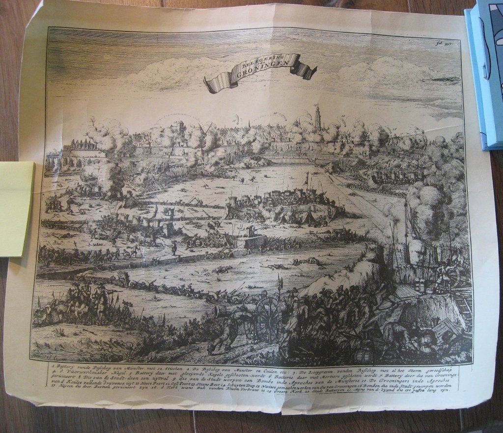 Prent van Belegering van Groningen 1672, nr 339, Verzenden, Zo goed als nieuw, Voor 1940, Prent
