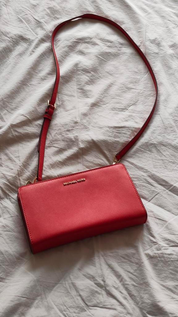 Michael Kors tas rood leer, Ophalen of Verzenden, Zo goed als nieuw, Rood, Handtas