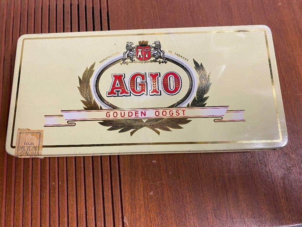 Vintage Agio Gouden Oogst Tabaksdoos, Verzamelen, Ophalen of Verzenden, Gebruikt, Tabaksdoos of Verpakking