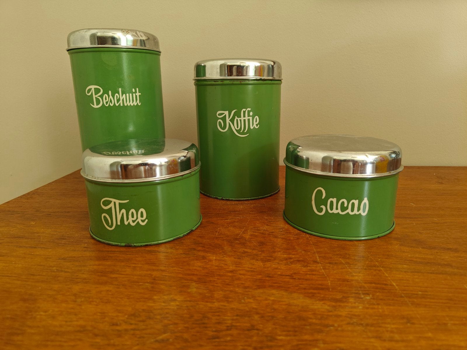 Vintage Brabantia voorraadblikken set - Groen, Ophalen of Verzenden