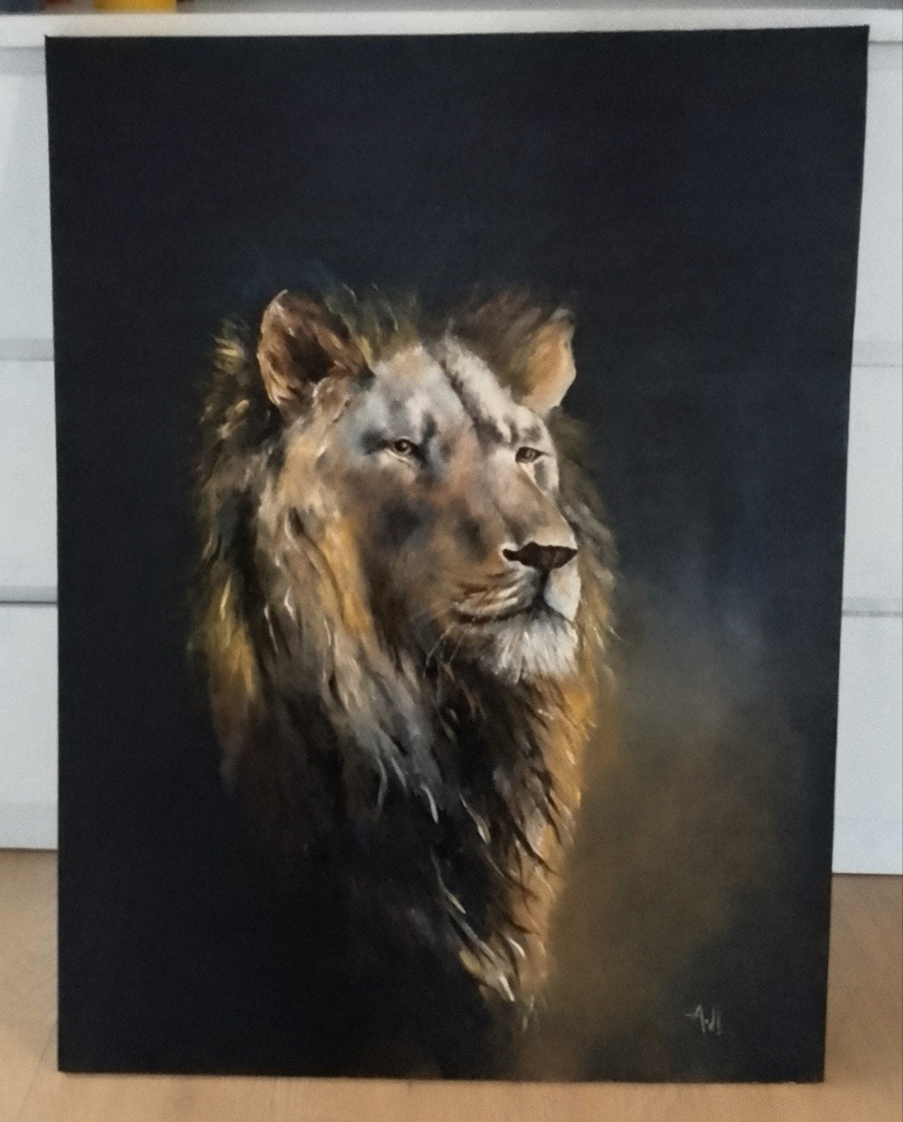 Schilderij leeuw, Ophalen