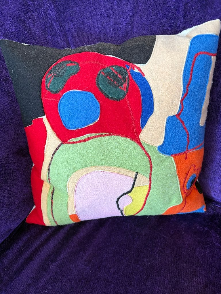 Op Karel Appel geïnspireerd kussen, Ophalen of Verzenden, Gebruikt, Vierkant