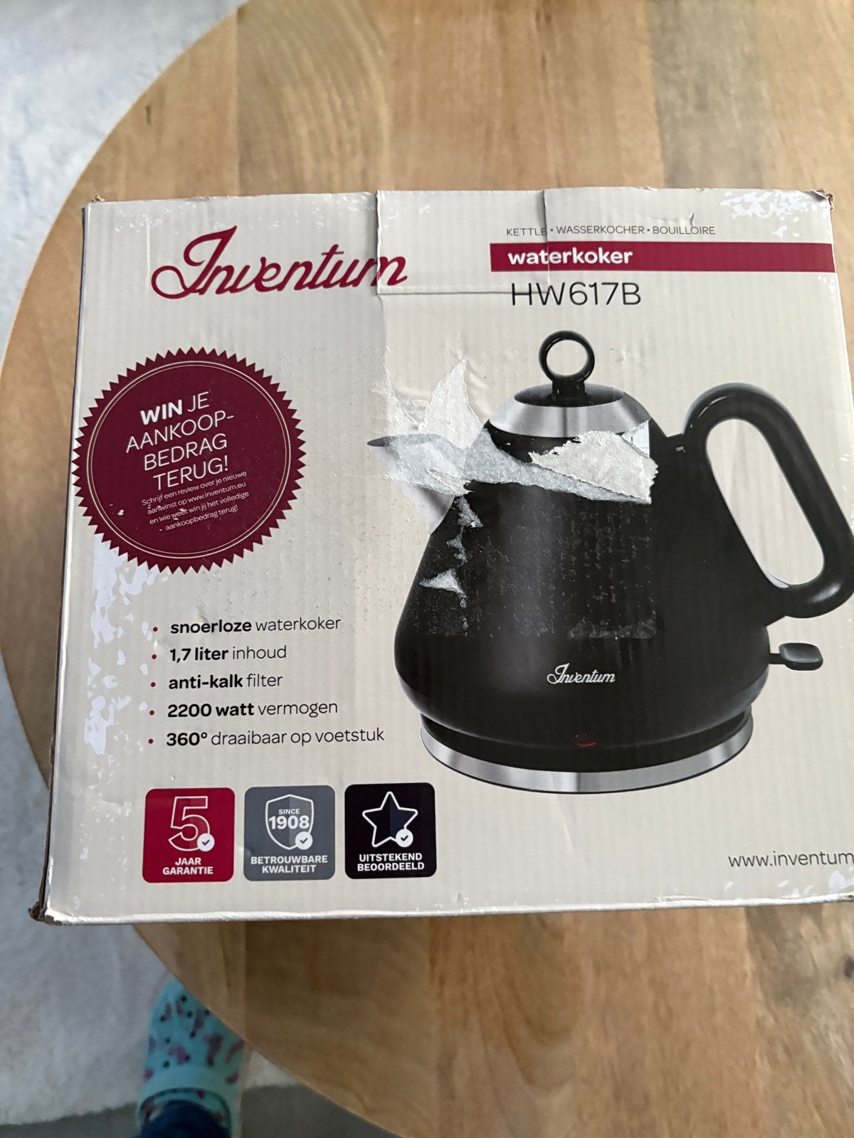 Inventum Waterkoker HW617B nieuw, Witgoed en Apparatuur, Waterkokers, 1 tot 2 liter, Ophalen, Nieuw