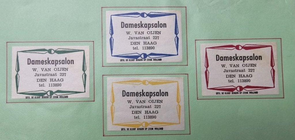 Dameskapsalon W. van Oijen te Den Haag, Ophalen of Verzenden, Zo goed als nieuw, Luciferdoosjes of -merken