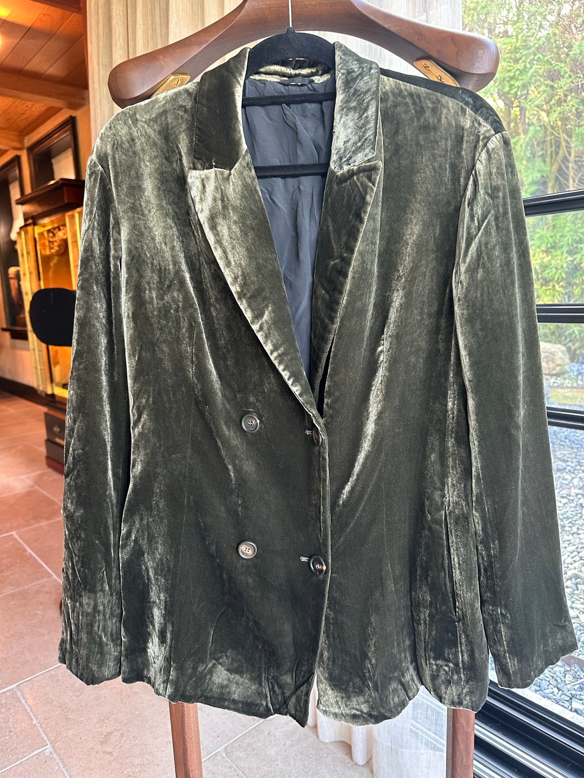 Brunello Cucinelli fluwelen blazer mosgroen, Italiaanse maat, Maat 38/40 (M), Ophalen of Verzenden, Zo goed als nieuw, Jasje