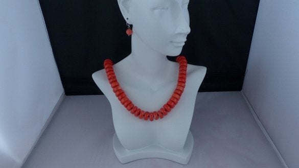 KORAAL ketting/oorhanger-set, Sieraden, Tassen en Uiterlijk, Kettingen, Verzenden, Nieuw, Verstelbaar, Steen of Mineraal