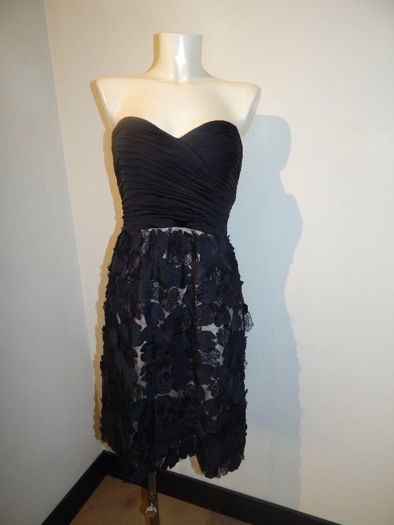 BCBG Max Azria cocktail jurk rok stoffen bloemetjes 40, Maat 38/40 (M), Verzenden, Zwart, Bcbg maxazria