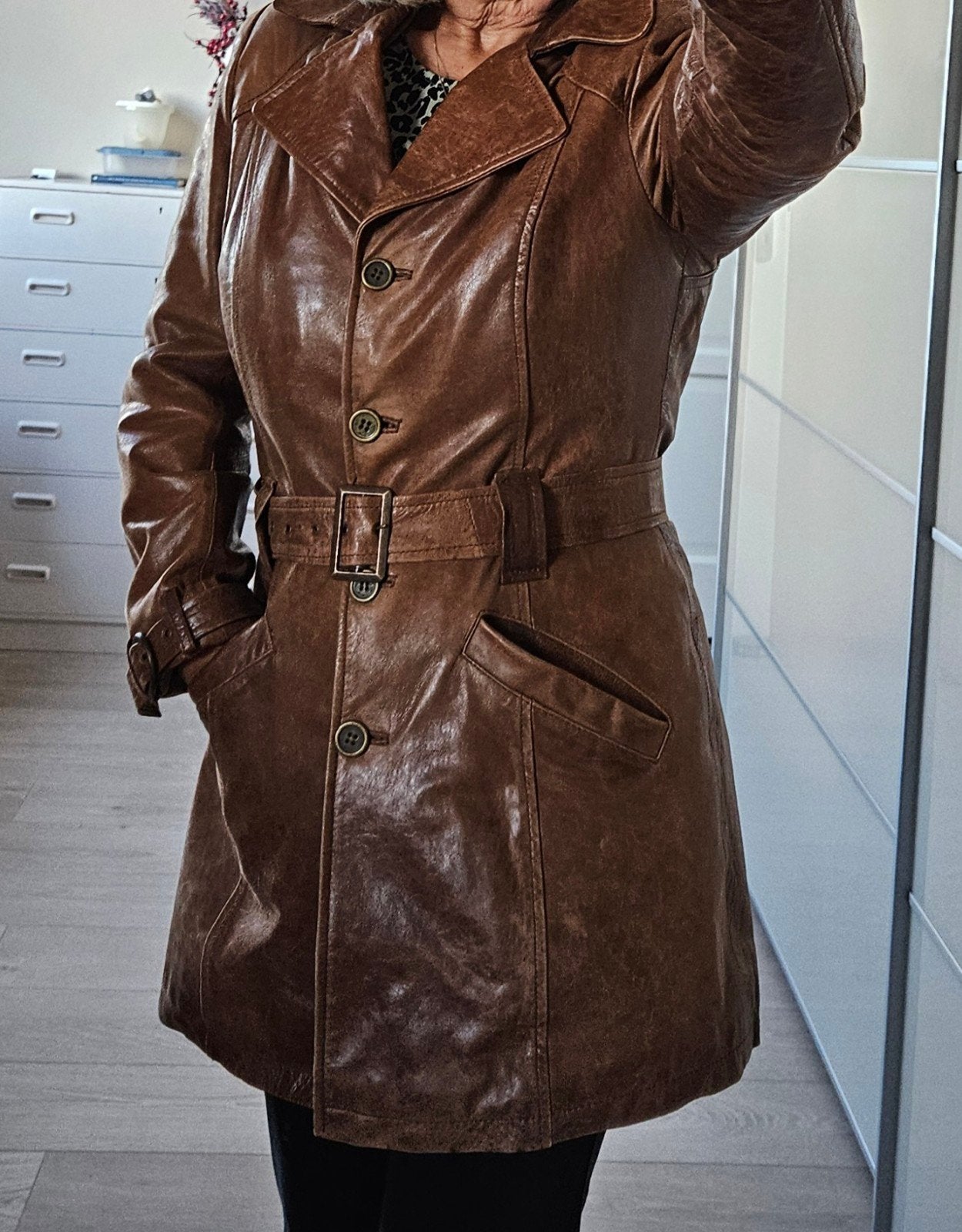 ARMA Dames Leren Trenchcoat - Bruin, Maat 36 (S), Bruin, Ophalen of Verzenden, Maat 36 (S), ARMA