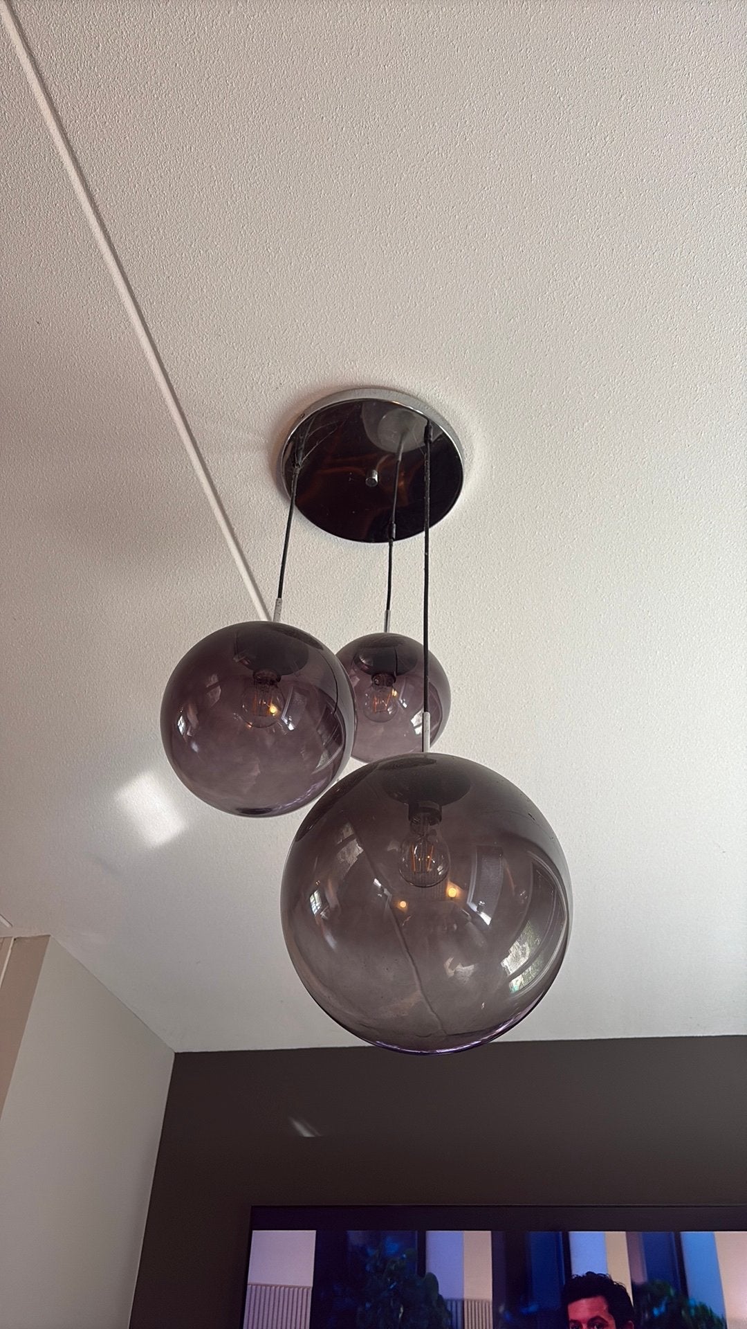 Globo hanglamp rookglas, Huis en Inrichting, Ophalen, Gebruikt, Glas, E40