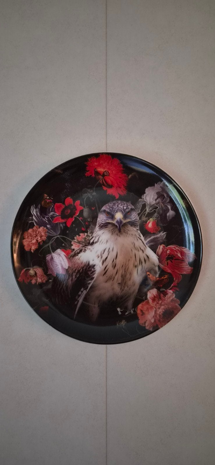 Heinen Delfts Blauw bord met roofvogel, nieuwstaat, Antiek en Kunst, Ophalen of Verzenden