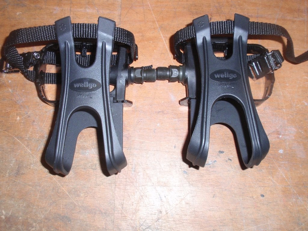 Metaal pedalen met toeclips en riempjes, Racefiets, Wellgo, Ophalen, Crankstel of Pedalen