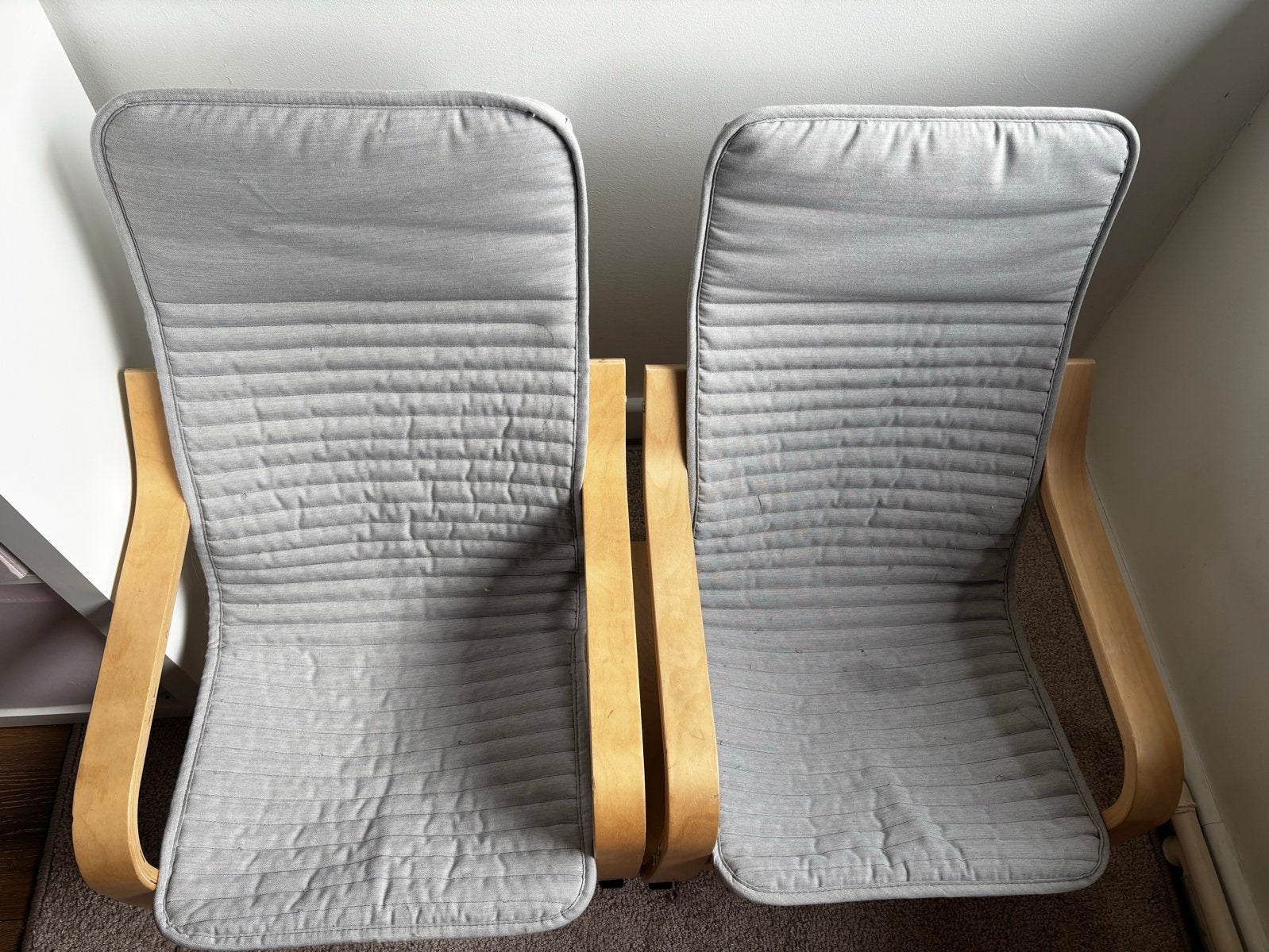 Twee comfortabele IKEA kinder fauteuils met grijze hoezen, Ophalen, Gebruikt