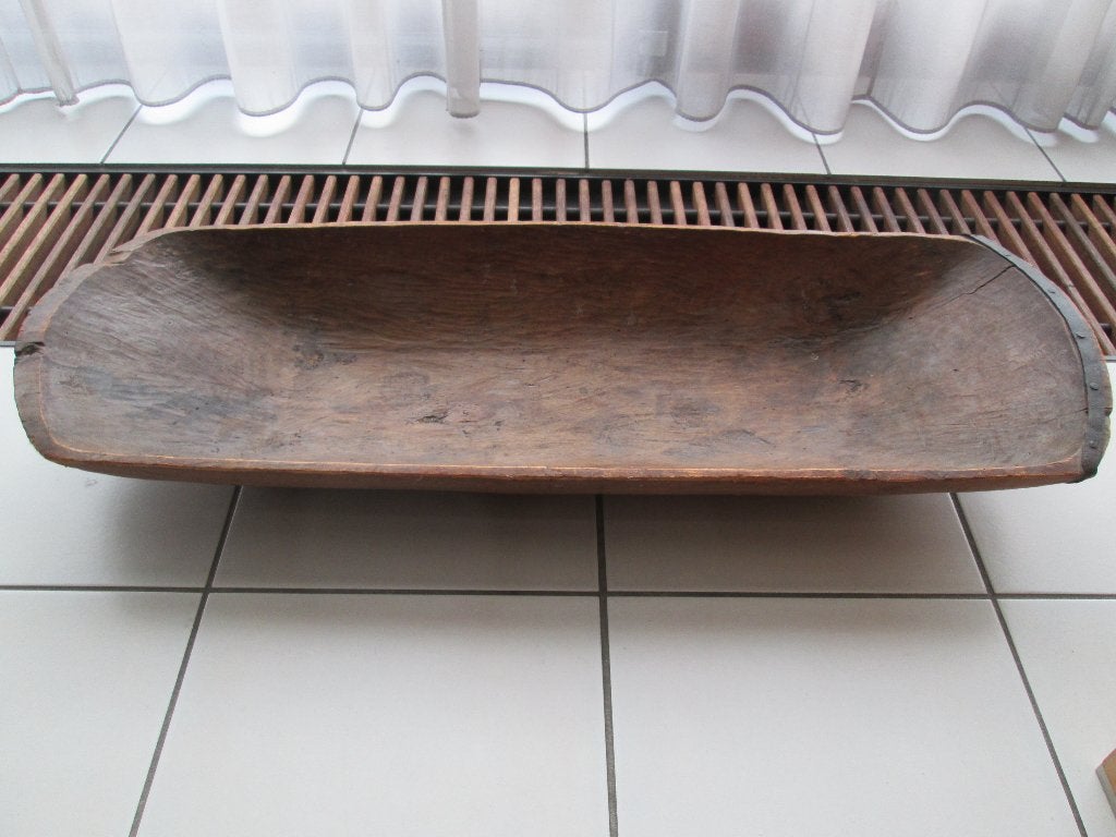Antieke authentieke houten trog met 1 ijzer, Ophalen of Verzenden