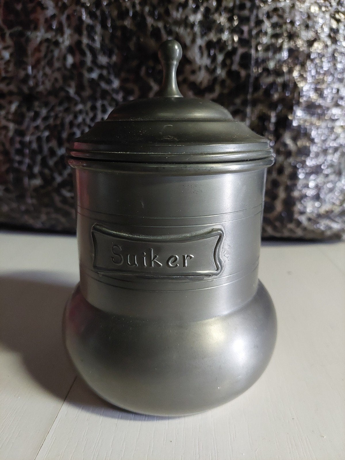 Antieke tinnen suikerpot met deksel, Antiek en Kunst, Antiek | Tin, Ophalen of Verzenden